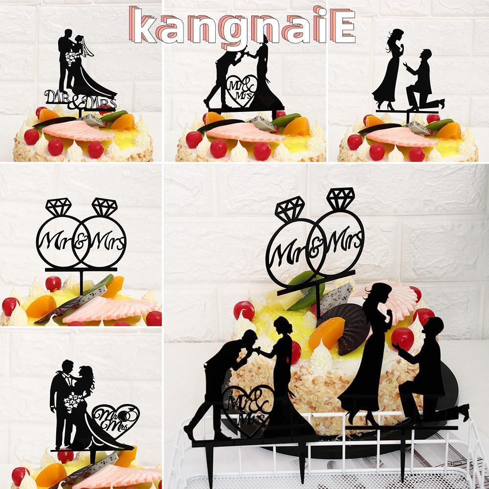 KANGNAI เค้ก Topper DIY หัตถกรรมสีดําทองผู้ใหญ่โปรดปรานเจ้าสาวเจ้าบ่าว Mr Mr Mr Mrs