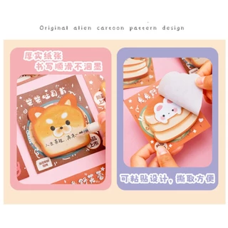 S0090 กระดาษโน๊ต กาวในตัว ลายน่ารัก แพนเค้ก วาฟเฟิล หมี กระต่าย ชิบะ สติ๊กเกอร์โน๊ต Memo Pad