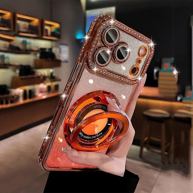 เคส ไอโฟน iphone 16 17 15 14 13 pro max plus air พลัส เคสแรินสโตนส่องแสงสวย พร้อมสตานด์มือถือใช้งานสะดวก สไตล์โมเดิร์น