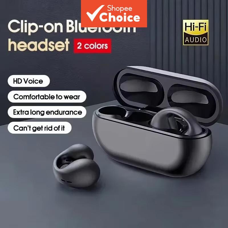หูฟังบลูทูธกันน้ํา IPX7 Clip-On Bone Conduction ไร้สายสเตอริโอไฮไฟ สําหรับกีฬา