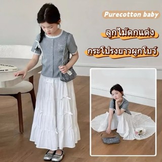 ชุดสำหรับเด็ก: เสื้อยืดแขนสั้นแต่งลูกไม้ + กระโปรงผูกโบว์ 3 …