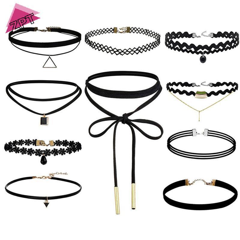 [ZPT] 10 ชิ้นสร้อยคอโชคเกอร์ ck คลาสสิกกํามะหยี่ยืดสร้อยคอสักโกธิค TH