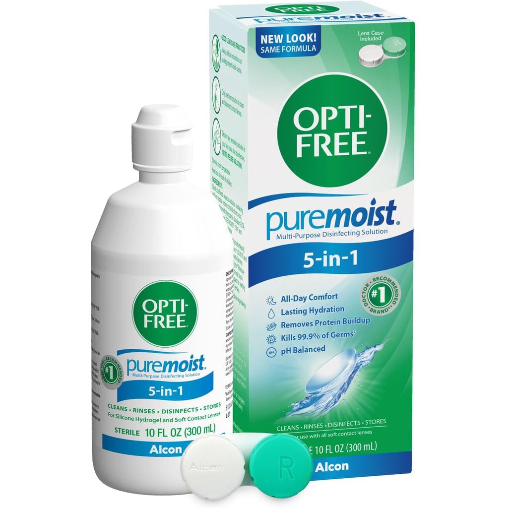 Opti-Free PureMoist น้ำยาทำความสะอาดและฆ่าเชื้อคอนแทคเลนส์อเนกประสงค์ ขนาด 10 FL Oz