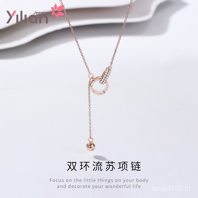 Rose Gold เงินสเตอร์ลิงจี้ All-Match Clavicle Chain วงกลม Simple ins สร้อยคอหญิงเกาหลีรุ่นแหวนคู่ 92