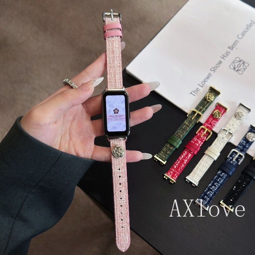 สายหนังลายสก๊อตสําหรับ Huawei Band 11pro 10 9 8 NFC สายรัดข้อมือสําหรับ Huawei Watch Fit 3 4 Pro สร้อยข้อมืออุปกรณ์เสริม