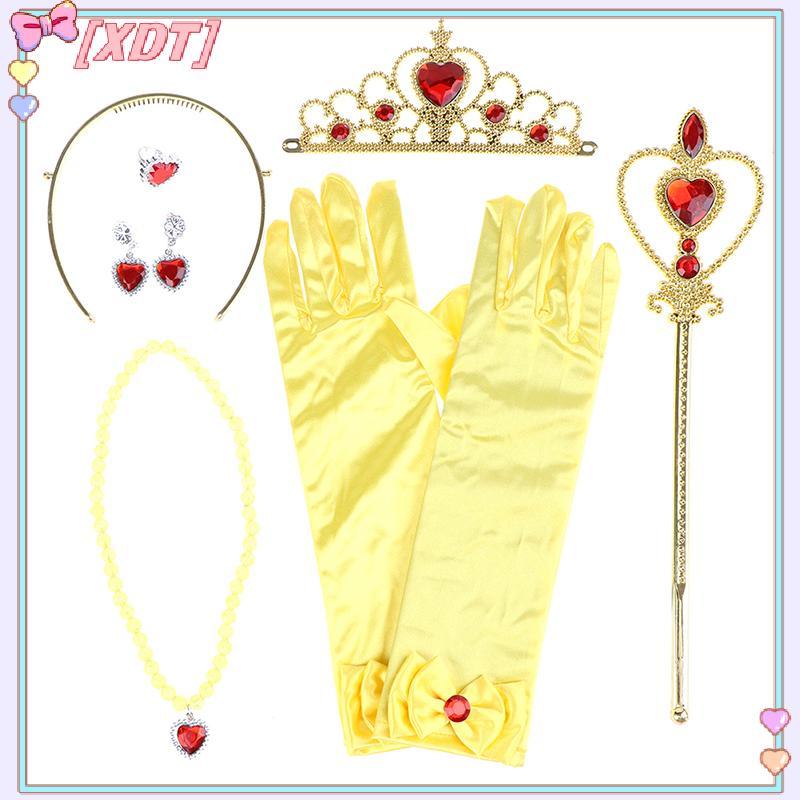 XDT 6 ชิ้น/เซ็ต Princess Crown Magic Wand สร้อยคอถุงมืออุปกรณ์เสริมสาวชุดความงาม KCP