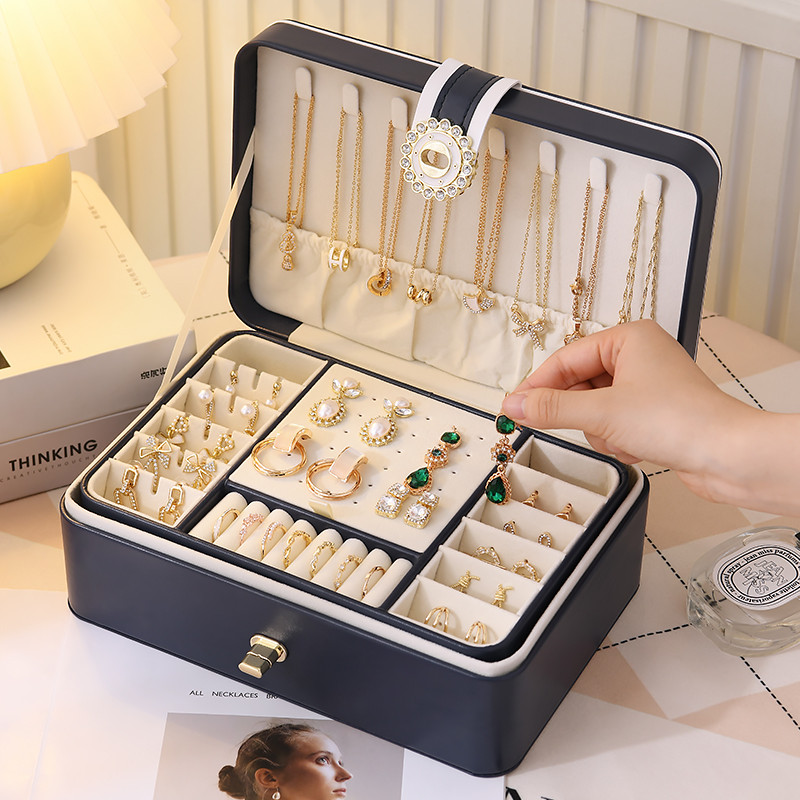 เยอรมัน High-End กล่องเก็บเครื่องประดับ 2024 สไตล์ใหม่ล็อคต่างหูสร้อยคอแหวนเครื่องประดับป้องกันฝุ่นแ