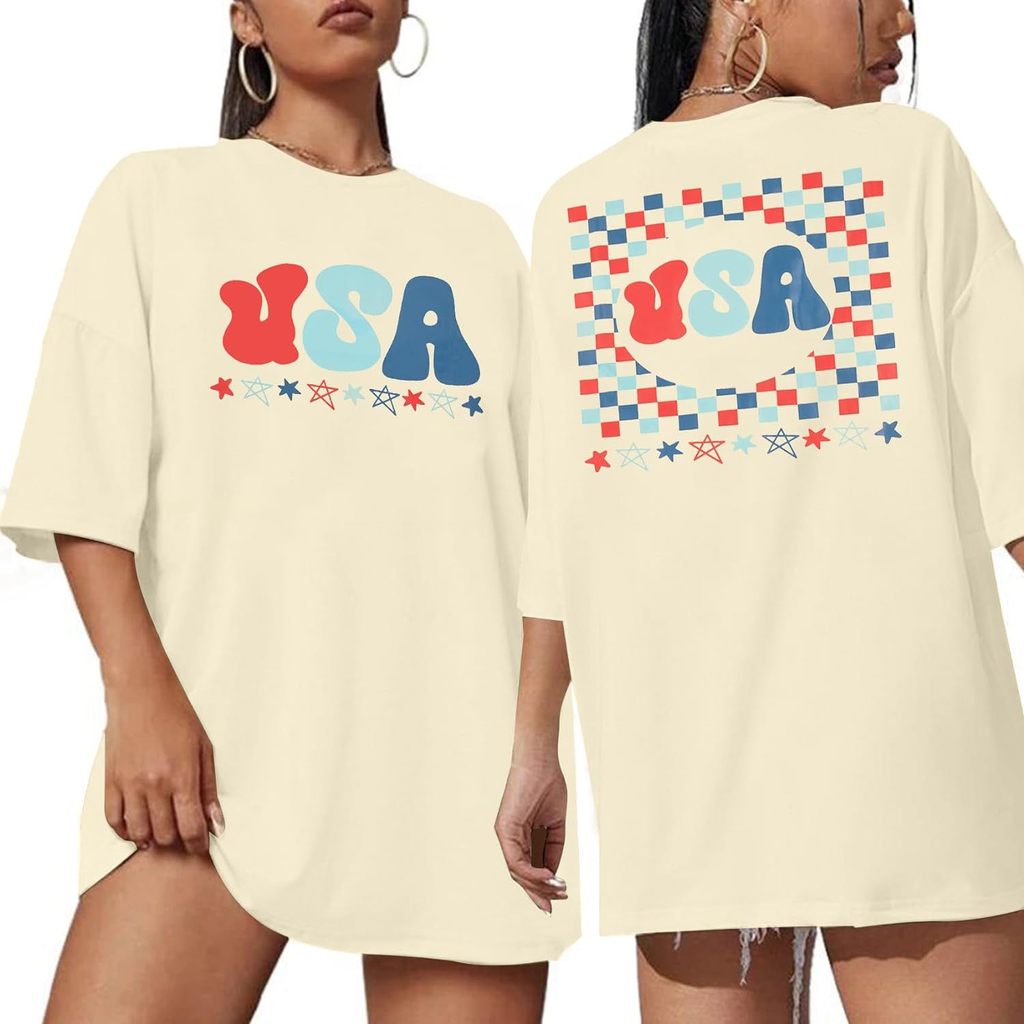 COD 20264th of July Shirts Women: American Flag Top - USA Flag OversCOD 8BNY