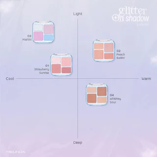 Mei Linda Glitter On Shadow Palette 6.8g #01 Strawberry Sunrise เมลินดา พาเลทอายแชโดว์เนื้อโมจินุ่มเด้ง.