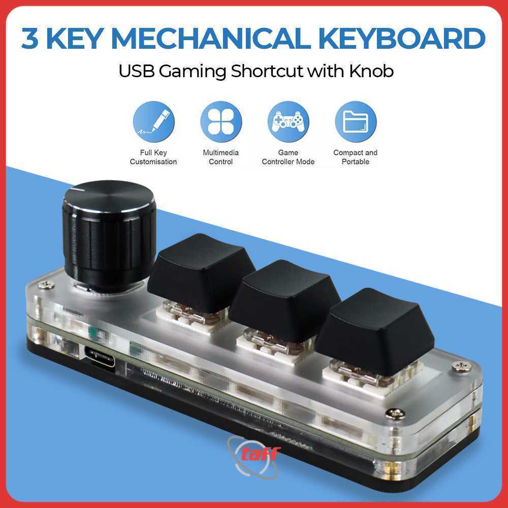 คีย์บอร์ดเชิงกล 3 คีย์ ลัดสําหรับเล่นเกม USB พร้อมลูกบิด - VD3