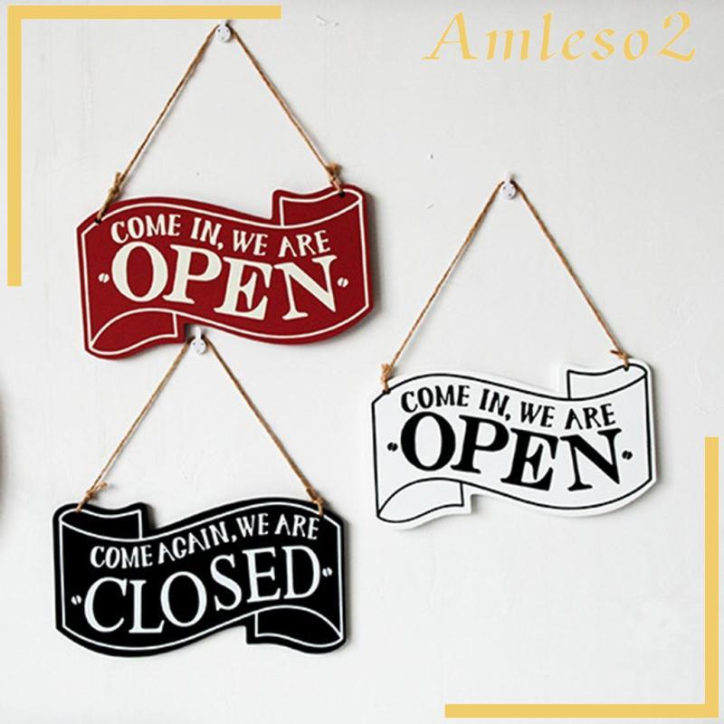 [Amleso2] OPEN /CLOSED Shop แขวนประตูป้าย Plaque Rustic Wood Wall art สําหรับบ้านครอบครัวตกแต่ง