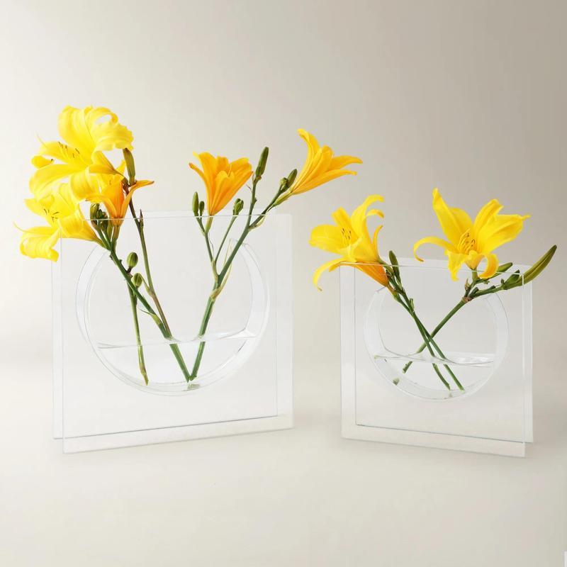 Z Gallerie Solaris Glass (เล็ก: 8"W x 2"D x 8"H ; ใหญ่: 10"W x 2"D x 10"H) ตกแต่งแจกันตกแต่งชามเครื่