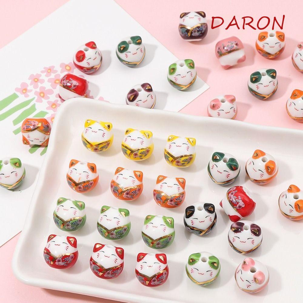 ลูกปัดแมว DARON Plutus, ลูกปัด Kitty Cat Maneki-eko, สร้อยคอแฟชั่น สร้อยข้อมือแต่งหน้าญี่ปุ่น DIY เค