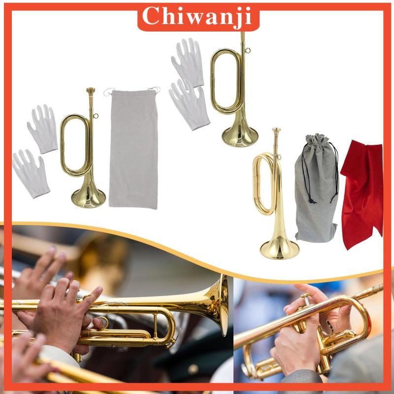 [ Chiwanji] ทรัมเป็ต Bugle มินิทองเหลืองเครื่องมือ Cavalry Marching Bugle พร้อมปากเป่าทองเหลืองเป่า 