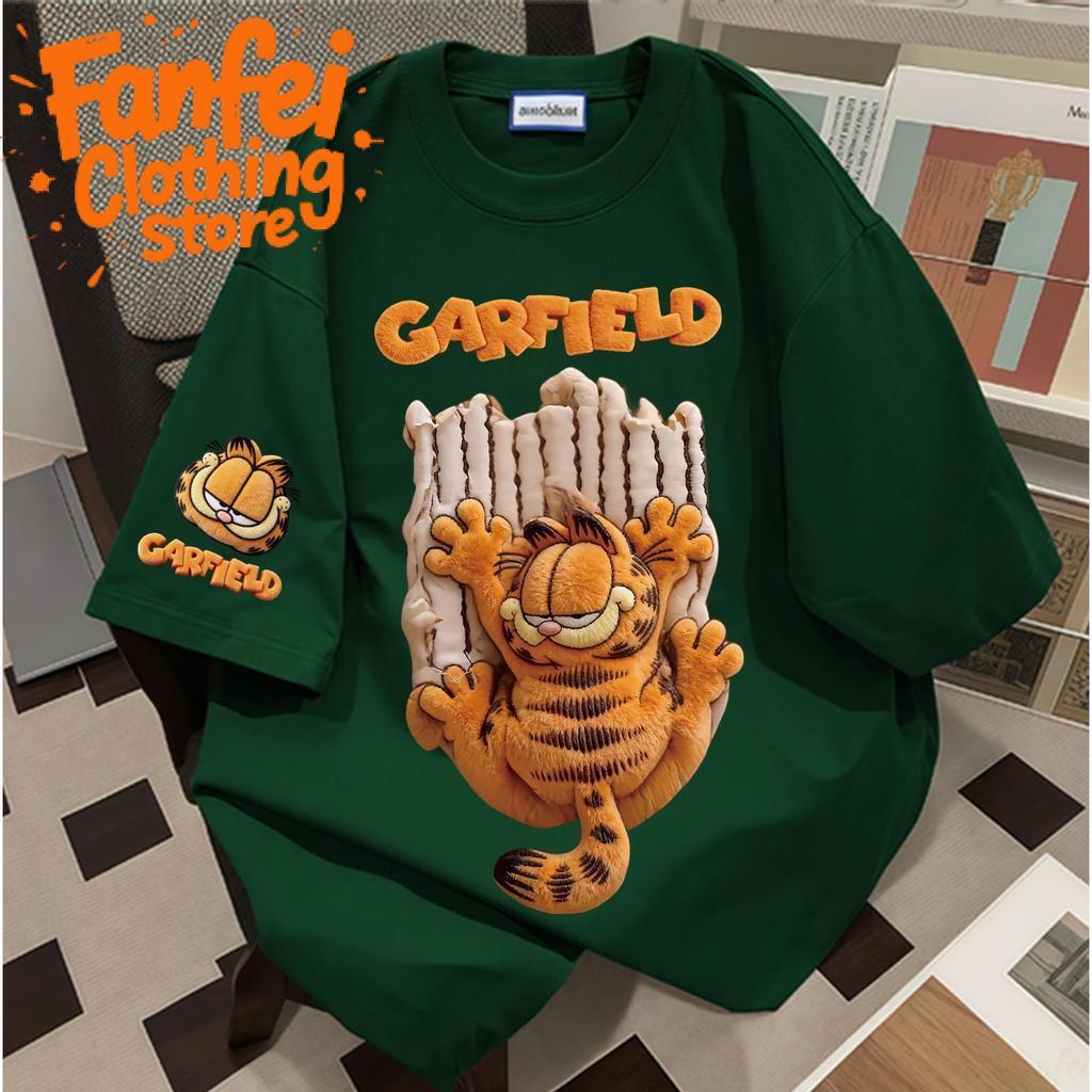 COD จัดส่งตลอด 24 ชั่วโมง Fanfei เสื้อยืดคอกลมแขนสั้น ทรงหลวมสไตล์สตรีท พิมพ์ลายการ์ตูนน่ารัก ผ้าฝ้ายแท้ ทันสมัย