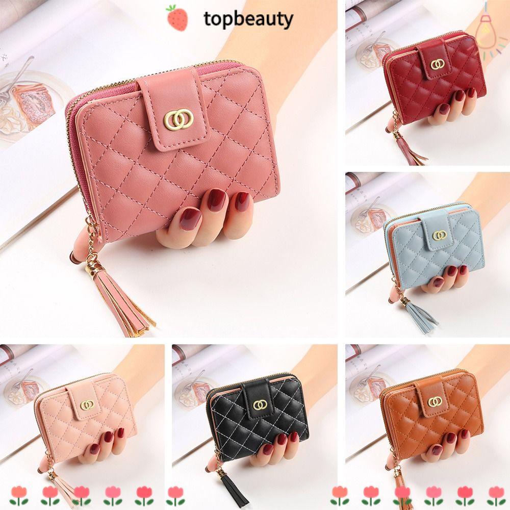Topbeauty Wallets กระเป๋าซิปสั้นพู่ความจุขนาดใหญ่ – โปรปัง