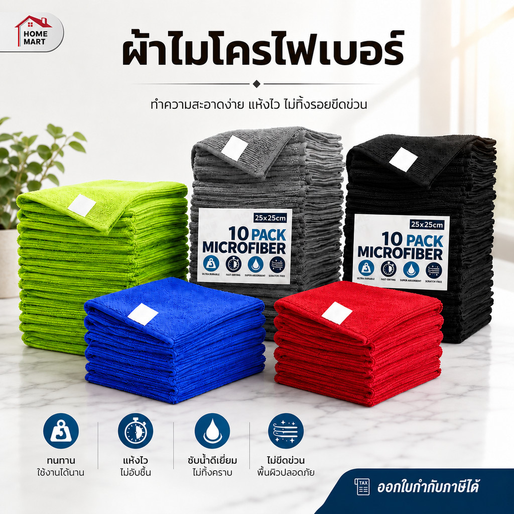 ผ้าไมโครไฟเบอร์ 400GSM หนานุ่ม ซับดี ใช้ได้ทั้งครัว รถ และร้านค้า อเนกประสงค์