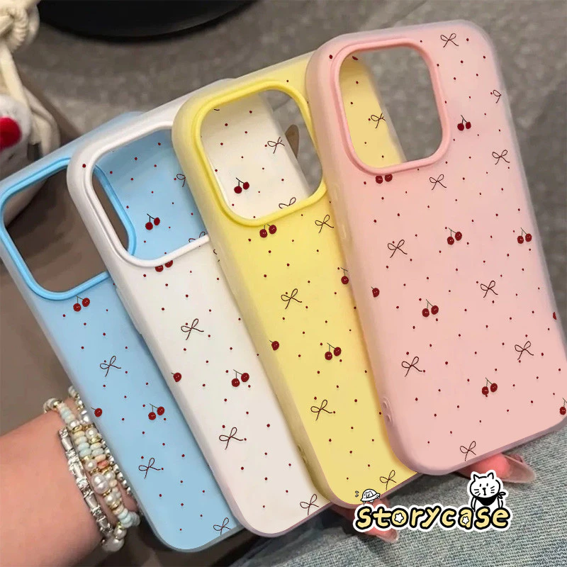 เคสโทรศัพท์ลายจุดสีแดงกับโบว์ OPPO Reno 11F 16F 16 8T 15F 5 5F 10 12 13F 12F 5z 6 6z 13 14 14F 15 11 Reno 15 14 13 Pro
