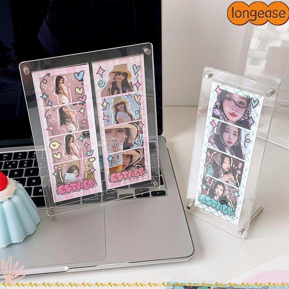 LONGE Kpop Photocard กรอบ,อะคริลิค DIY กรอบ Photocard Stand, INS Photo Protector ผู้ถือชีวิตสี่ตัด