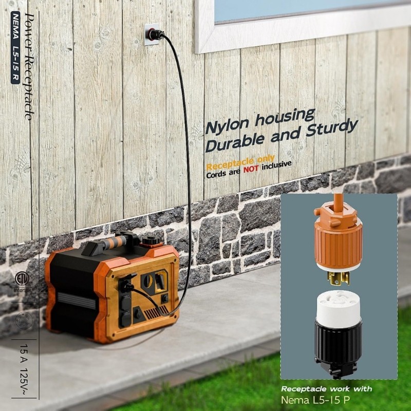 QUU อุตสาหกรรม 15A 125V ปลั๊กล็อคซ็อกเก็ต NEMA L5 15R สําหรับอุปกรณ์อุปกรณ์เสริม
