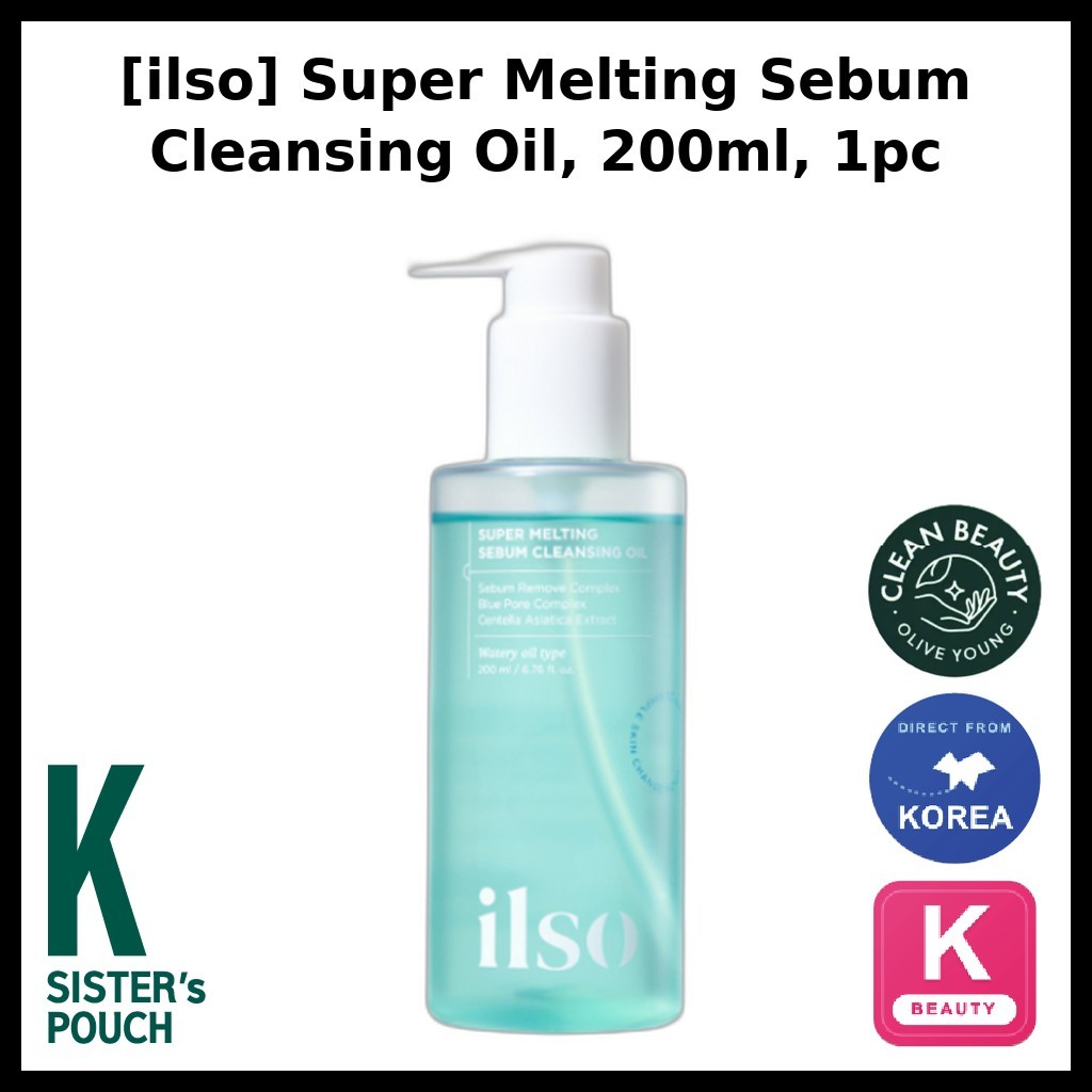 [ilso] Super Melting Sebum Cleansing Oil, 200ml, 1 ชิ้น / Korean Cleansing Oil / Makeup Remover by ksisterpouch