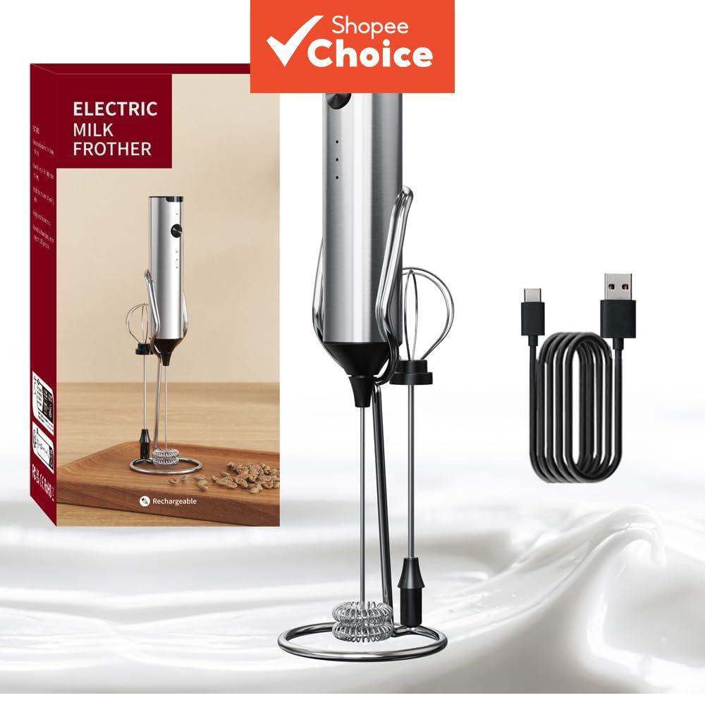 เครื่องตีฟองนมแบบชาร์จไฟได้ปรับได้สําหรับ Latte Cappuccin001s กาแฟไฟฟ้า Frother Sparkling Stick 2 On