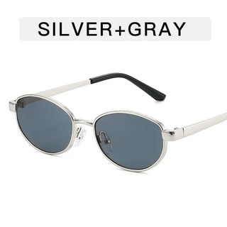 American Old Money Style Commuter Vacation Retro Metal Oval แว่นกันแดด