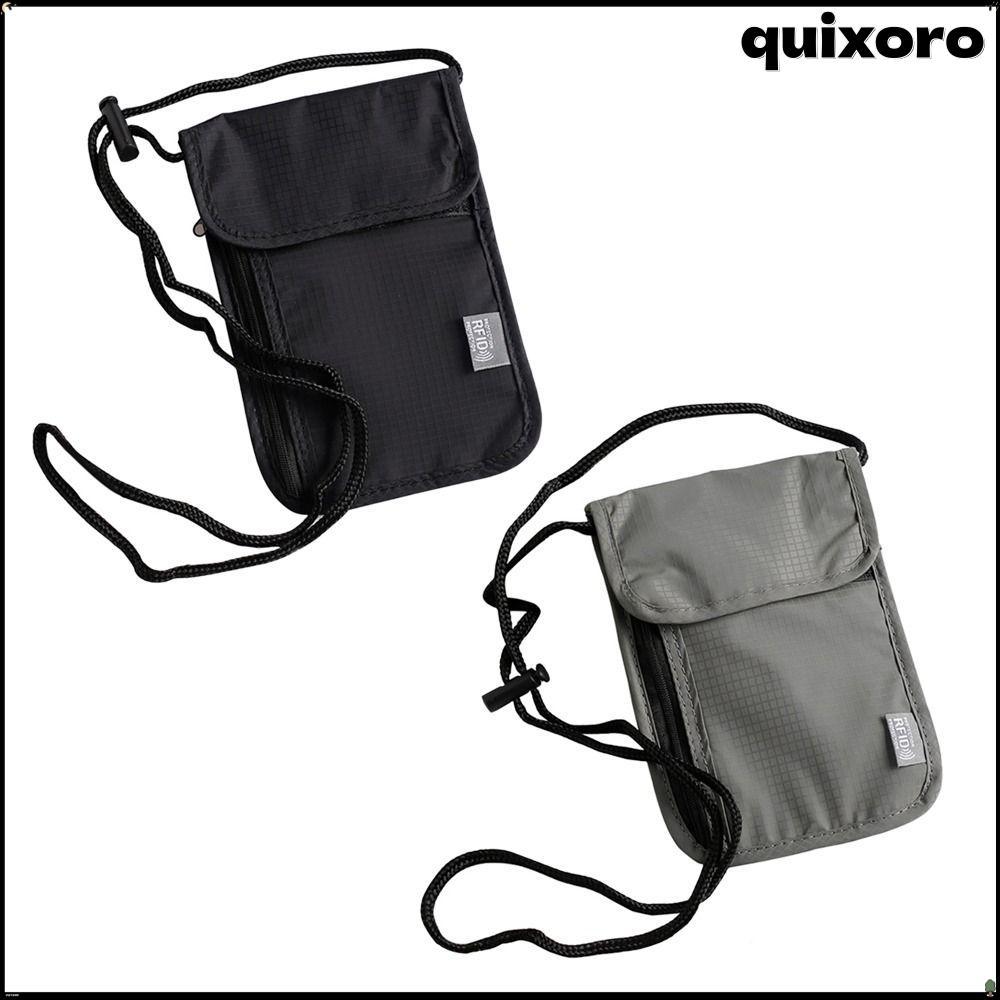 QUIXORO กระเป๋าเอกสาร, กันน้ําอเนกประสงค์ RFID Passport ID Bag, Nylon Passport Bag Men
