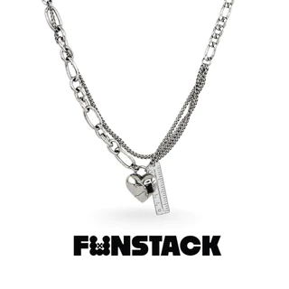 FUNSTACK สร้อยคอ Rule The World Black Heart Ruler Silver Stainless Steel