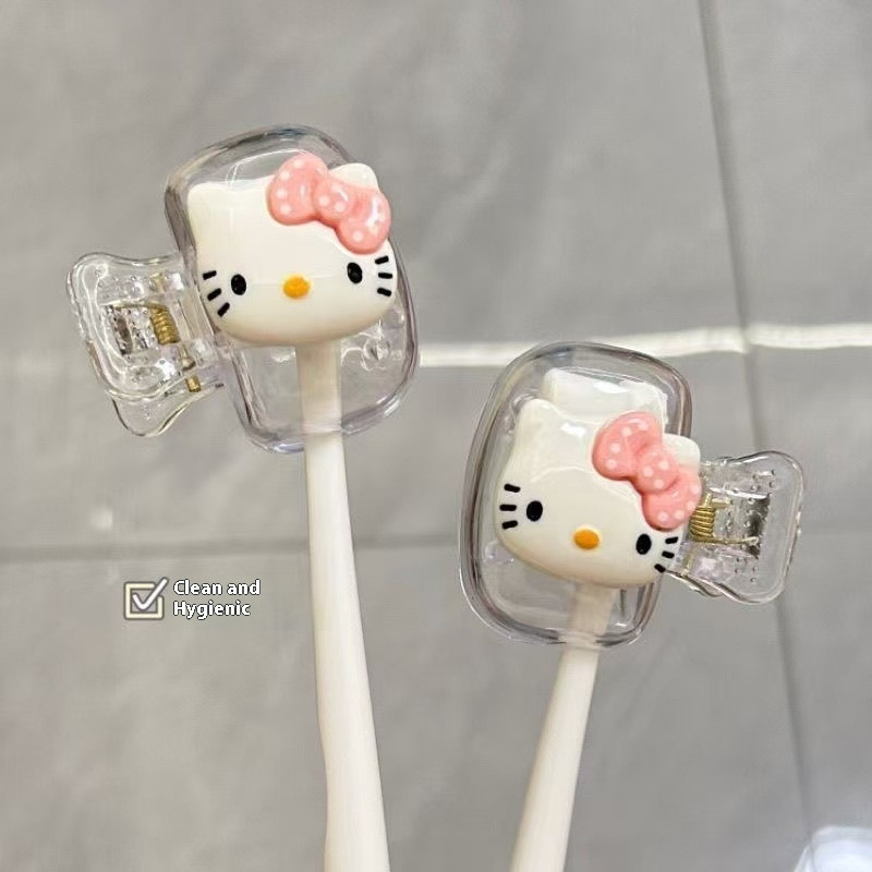 ที่ครอบหัวแปรงสีฟันคิตตี้น่ารักกันฝุ่นเคสเก็บของเดินทางแบบพกพา