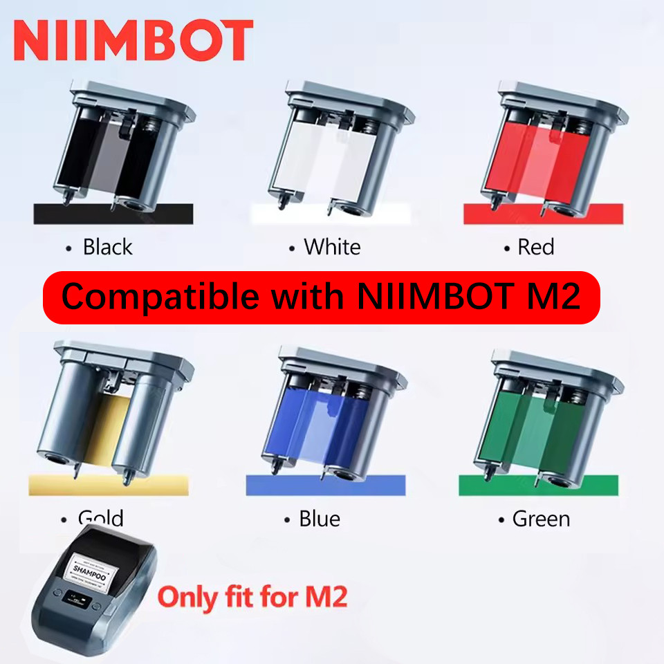 Niimbot M2 Special Carbon Ribbon Label Printer Label Ribbons Barcode Label Maker Color Ribbon Black Red Golden Blue White