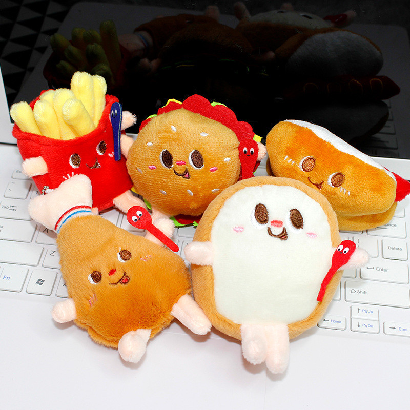 พวงกุญแจตุ๊กตา French Fries และ Burger แบบขนมปัง สำหรับ Claw Machine