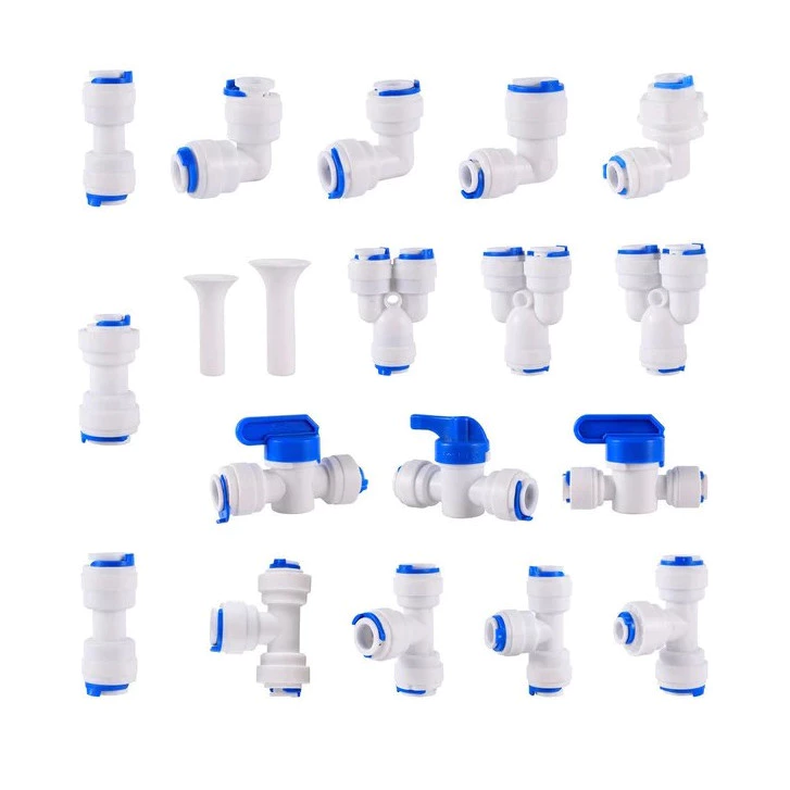 1/4 "3/8" จาก ท่อหลอด Reverse Osmosis Aquarium อุปกรณ์อย่างรวดเร็ว โร ข้อศอกน้ําตรงพลาสติกท่อเชื่อมต่อน้ํา
