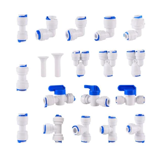 1/4 "3/8" จาก ท่อหลอด Reverse Osmosis Aquarium อุปกรณ์อย่างรวดเร็ว โร ข้อศอกน้ําตรงพลาสติกท่อเชื่อมต่อน้ํา
