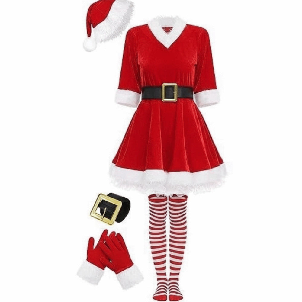 NARCISSUS ชุดแฟนซีแซนตาคลอสสำหรับผู้หญิง ชุดคอสเพลย์คริสต์มาสพร้อมฮูดี้สีแดง ชุดปาร์ตี้เซ็กซี่ - รูปที่ 3