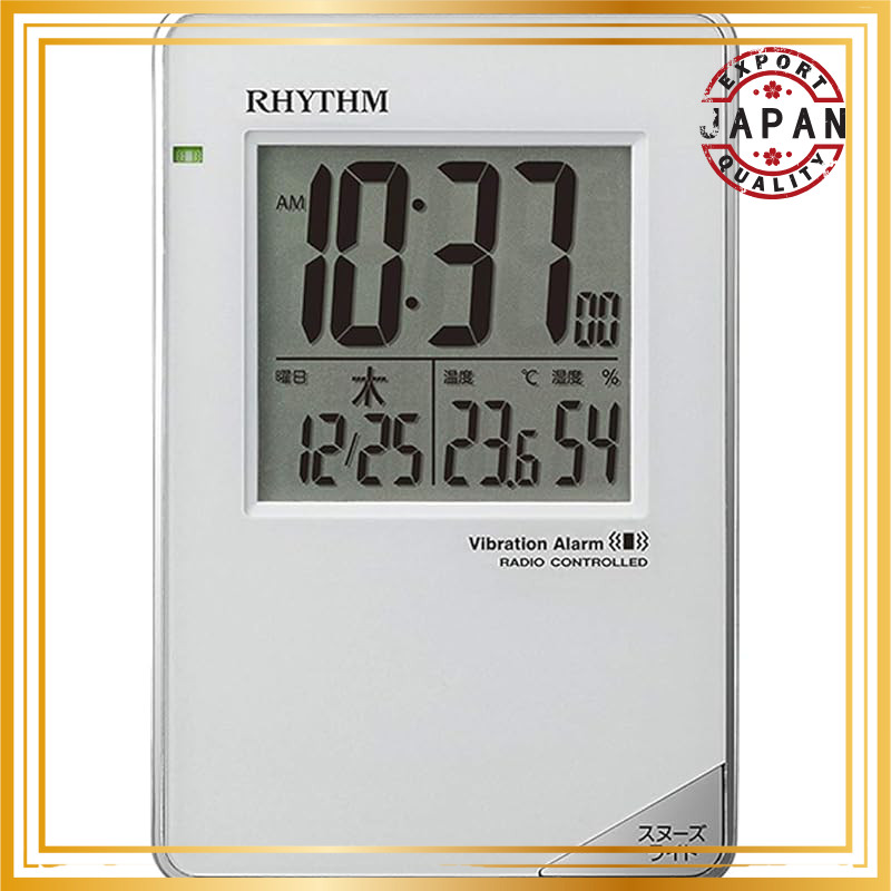 RHYTHM Alarm Clock, Radio Control Clock, Vibration Alarm Function, Travel Size