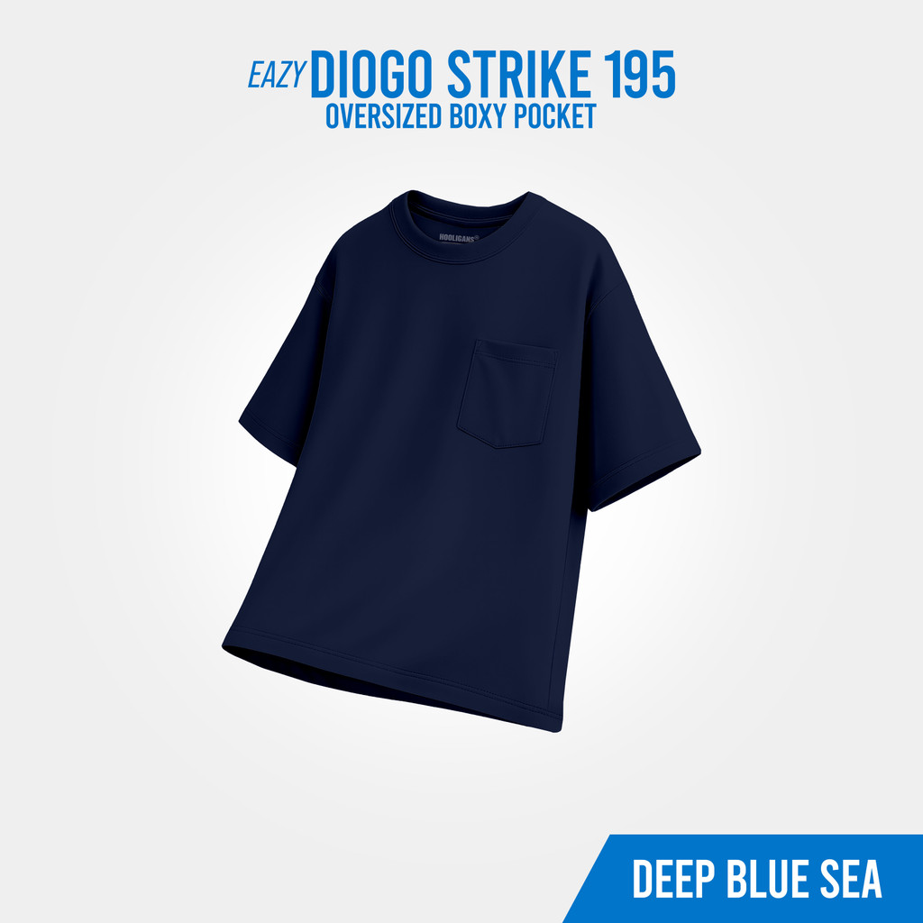 HOOLIGANS เสื้อยืด Boxy Pocket Oversize EAZY 195 - Deep Blue Sea
