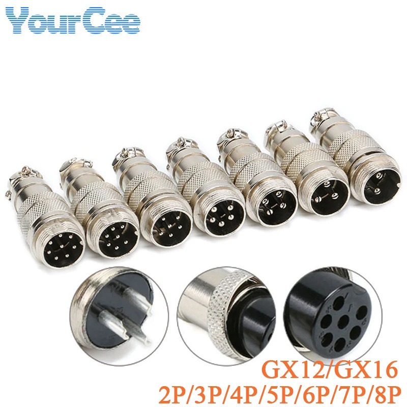 1 ชุดชายหญิง Docking Aviation Plug GX12 GX16 2P 3P 4P 5P 6P 7P 8P Pin แผงซ็อกเก็ตวงกลม Connector
