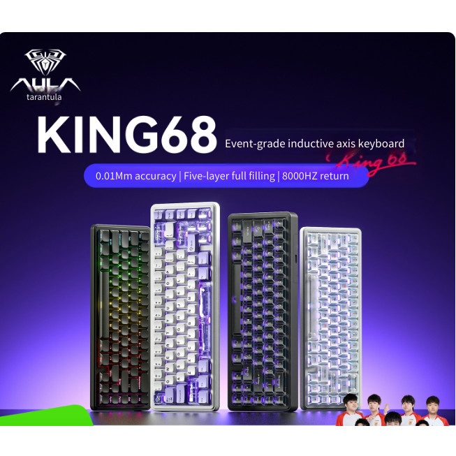 AULA King68 Induction Magnetic Switch FPS Gaming Keyboard คีย์บอร์ดเชิงกล RT สายสูง