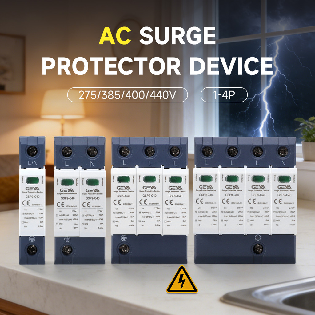 GEYA GSP9 1-4Pole Surge Protector 20KA-40KA SPD AC275V/385V/400V/440V Lightning Protector Din Rail