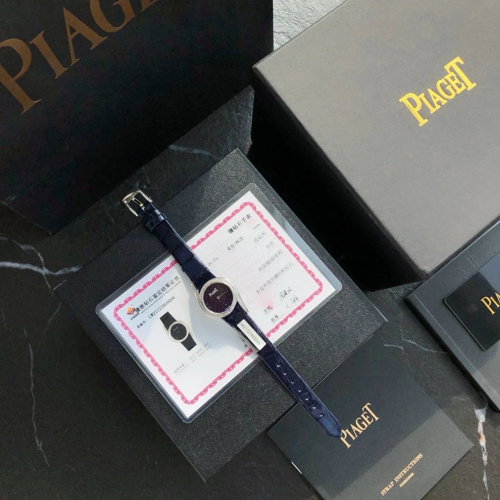 Piaget (สายหนังจระเข้) Limelight Gala Series Ladies Diamond Watch!ฝังเคส 60 ชิ้นขนาดใหญ่ขนาดเล็กใสสไ