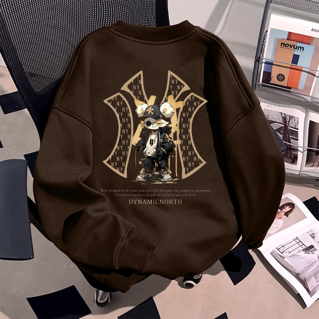 UT shop สเวตเตอร์ แขนยาว คอกลม ทรงหลวม Print 'DYN AMIC NY' สไตล์เกาหลี  ไม่ต้องรีด(ใส่ได้ทั้งหญิงเเล