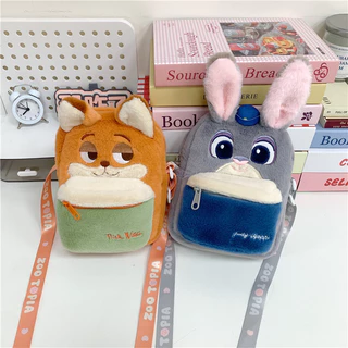 กระเป๋าใบเล็ก กระเป๋า crossbody กระเป๋าสะพายข้างแฟชั่น น่ารัก กระต่ายและจิ้งจอก รูปแบบการ์ตูน