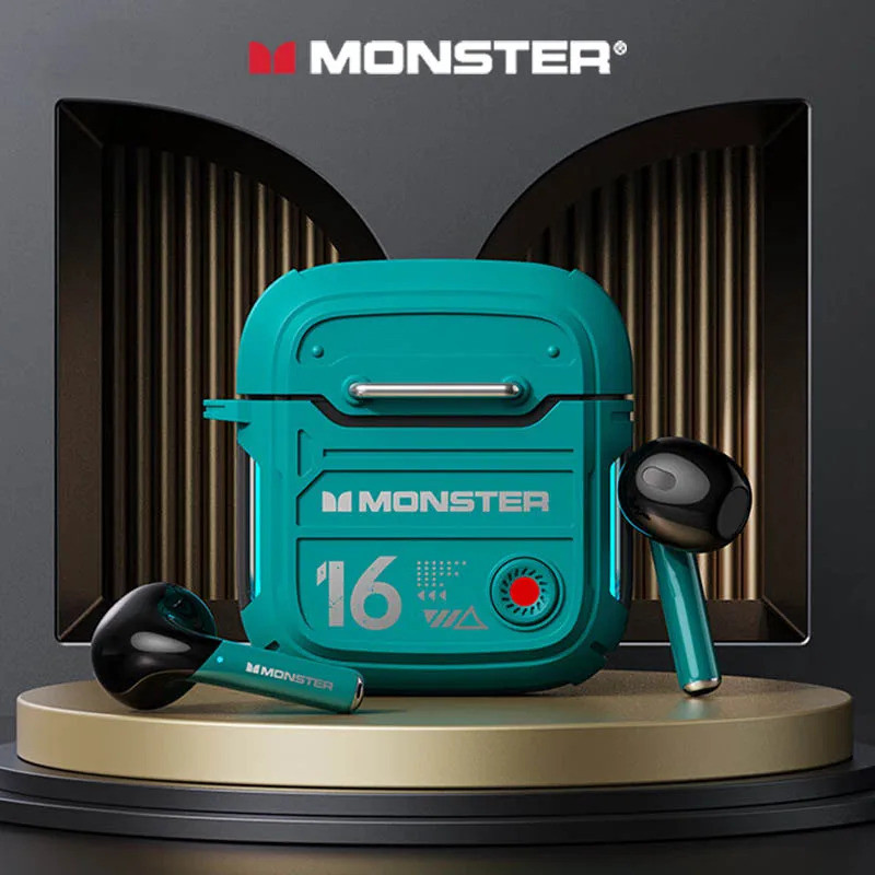 Monster Xkt16 V5.3 หูฟังบลูทูธ หูฟังเสียงไฮไฟไร้สาย หูฟังสแตนด์บายนานสําหรับเล่นเกมที่มีความหน่วงต่ํ