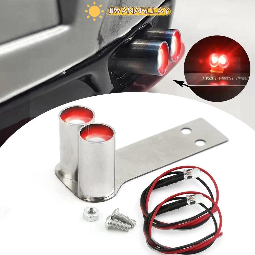 JIWANARCLAY ท่อไอเสียโลหะหางคอ, รุ่นการปรับเปลี่ยนรถพร้อมไฟ LED รุ่นรถจําลองท่อไอเสีย, สแตนเลสสําหรั