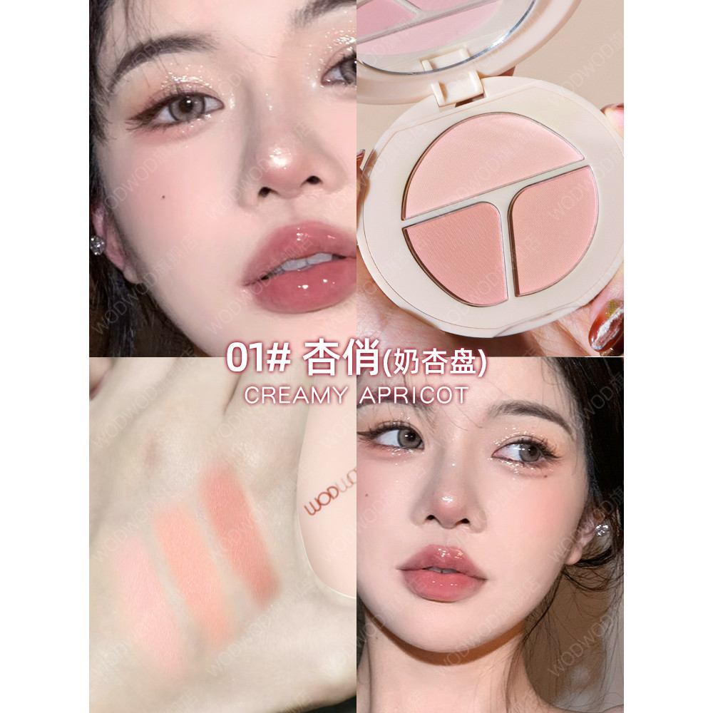 บลัชออน 4u2 บลัชออน 2024 บลัชออนสไตล์ใหม่หญิงไฮกลอสคอนทัวร์สามในหนึ่งเดียวขยายหดสีบลัชออนของแท้อย่าง