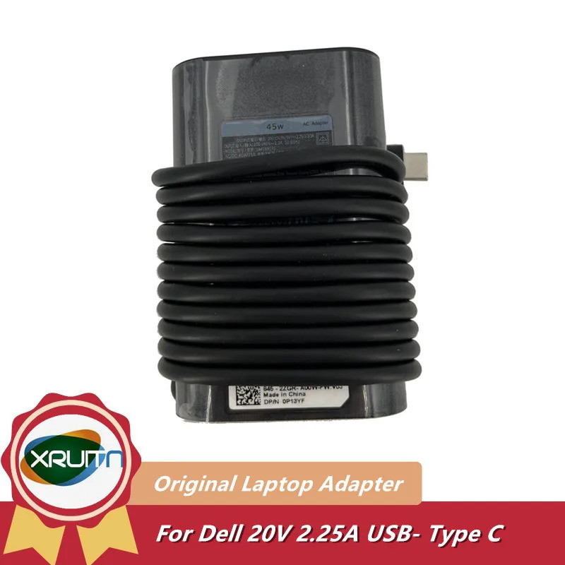 20V 2.25A 45W USB Type C แล็ปท็อป AC Adapter Charger สําหรับ Dell XPS 12 9250 XPS 13 9365 9370 9380 