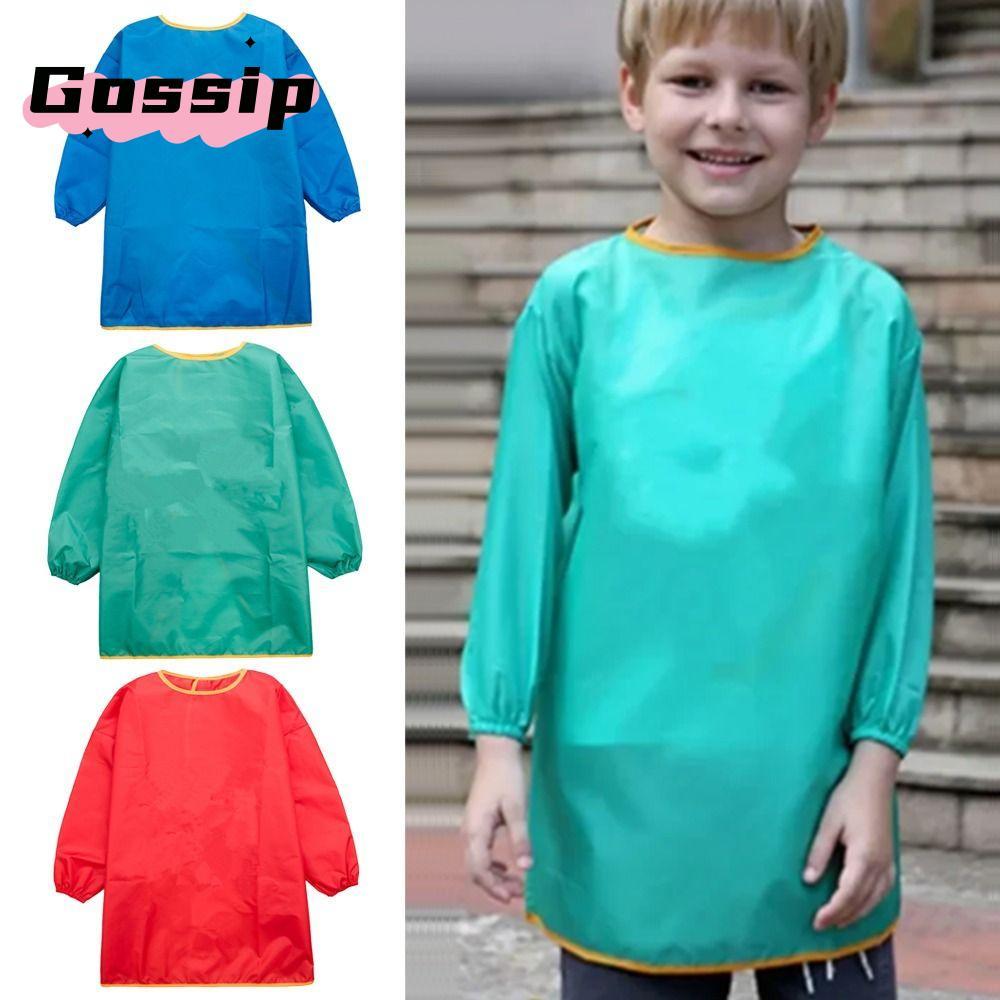 GOSSIP Sand Tower Smock Apron, School Art Craft Drawing Painting ผ้ากันเปื้อนแขนยาว, PVC Painting Su