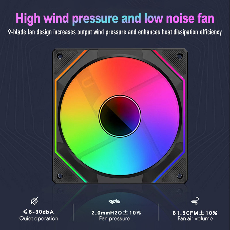 YOOGOO พัดลมคอมพิวเตอร์ ARGB Prism 6PRO พัดลมเคส พัดลมระบายความร้อน ประสิทธิภาพสูง พัดลมคอมพิวเตอร์ cooling fan 5v 12cm - รูปที่ 7