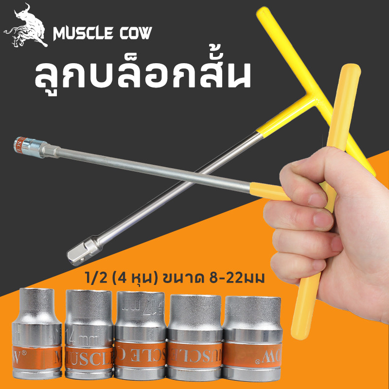 MUSCLE COW ลูกบล็อกสั้น อย่างดี ประแจบล็อก CR-V ขนาด 1/2" (4 หุน) แบบ 6 เหลี่ยม ขนาด 8-32 มม แข็งแรง ทนทาน
